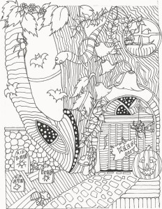 Halloween Adult Coloring Book Sample Image